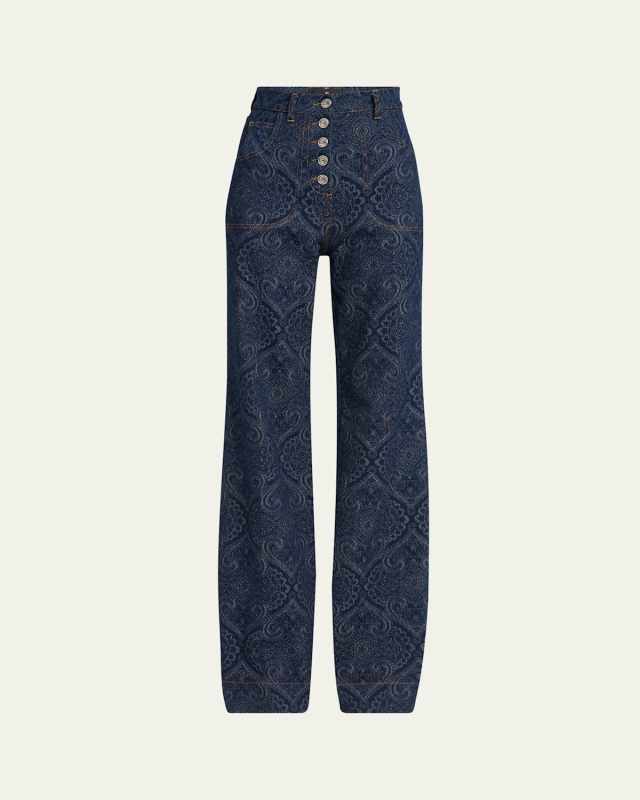 Paisley-Print Flare Jeans
